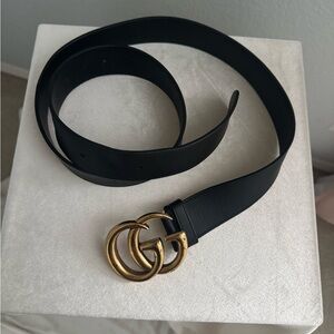 Gucci Black Belt with Gold GG Buckle